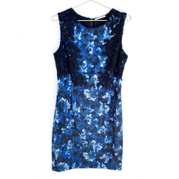 NWT T Tahari Navy Black Floral Print Fiona Dress - Picture 3 of 13